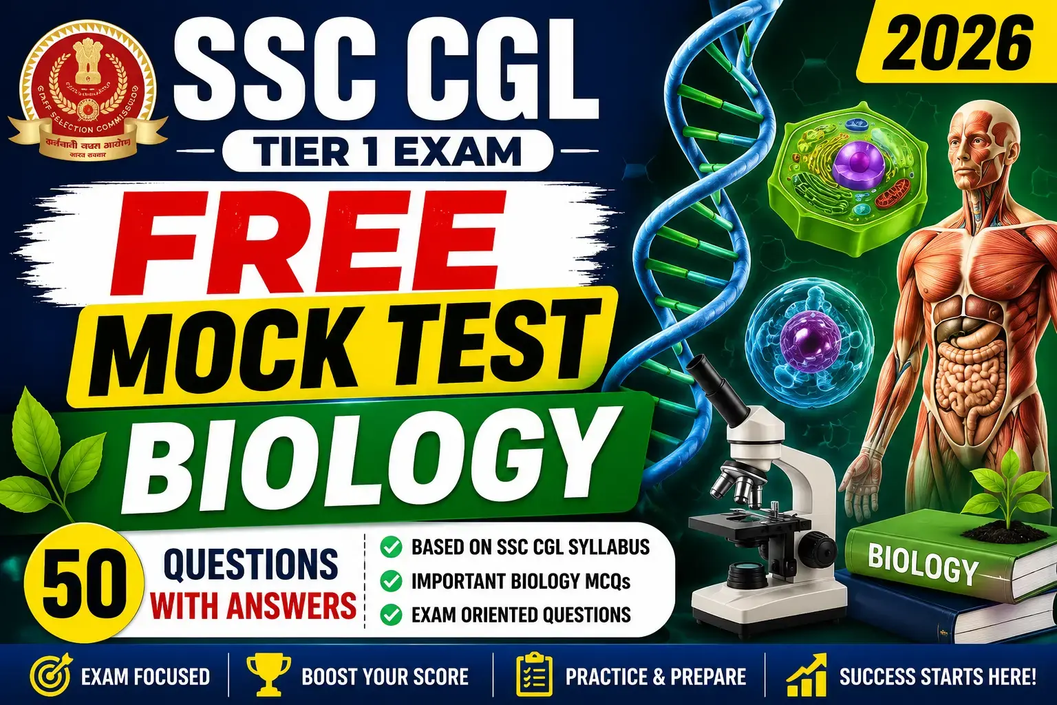 SSC CGL Biology Mock Test 2026 - Biology MCQs for Tier 1