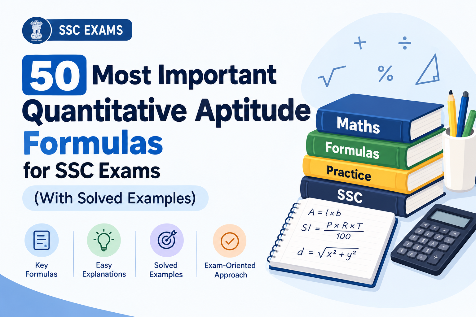 50 Most Important Quantitative Aptitude Formulas for SSC Exams